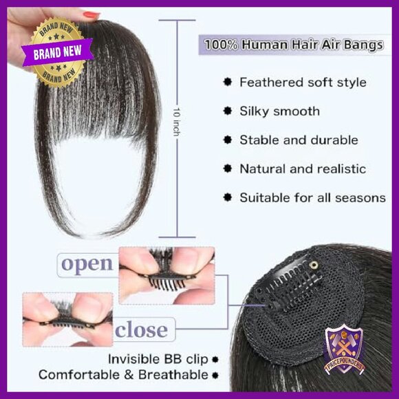 100% Human Hair Clip-In Bangs, Wispy Feathered Fringe, Easy Daily Wear main image 6